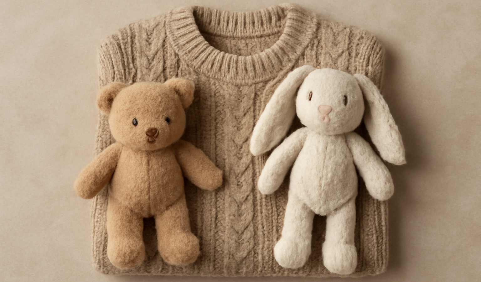 pull laine avec peluches sur surface
