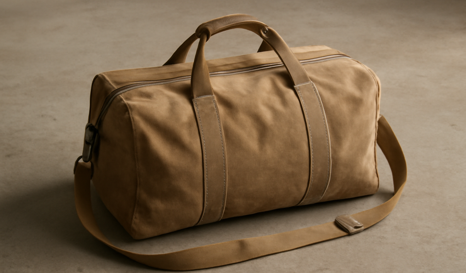 sac de voyage en toile posé au sol