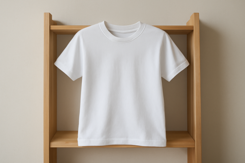 tshirt basique blanc sur une étagere