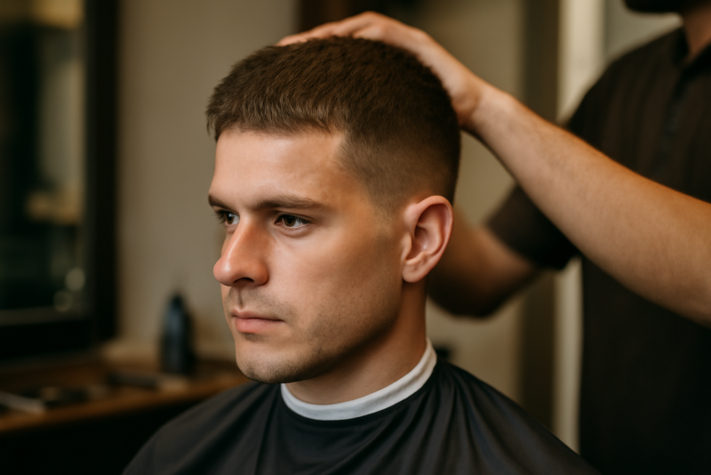 homme chez coiffeur constatant coupe courte
