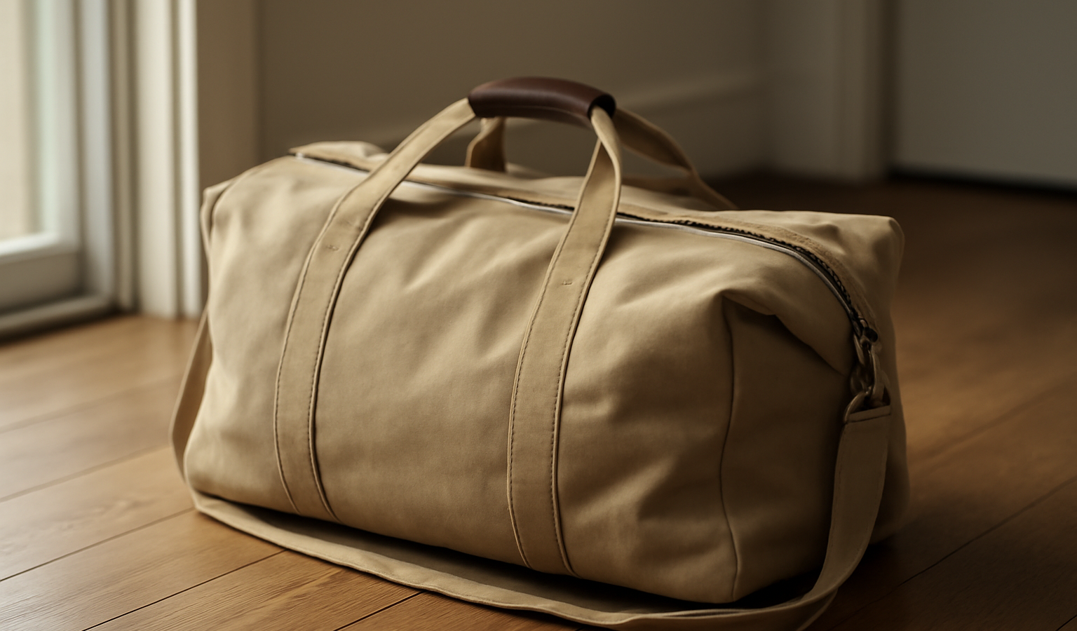 sac en toile posé prêt pour voyage