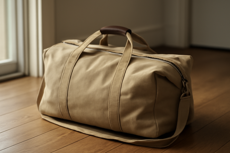 sac en toile posé prêt pour voyage