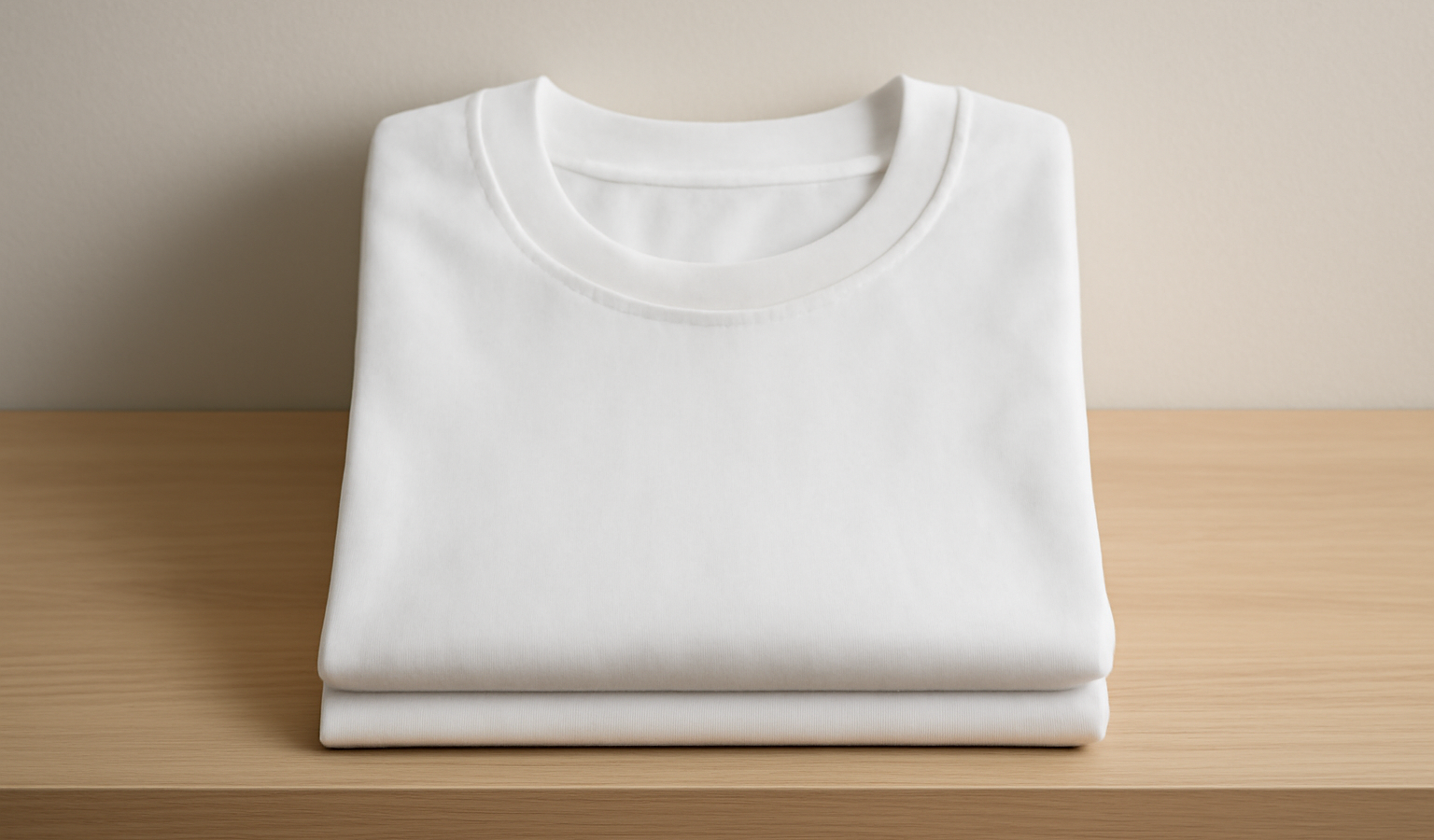 t-shirt blanc plié sur étagère