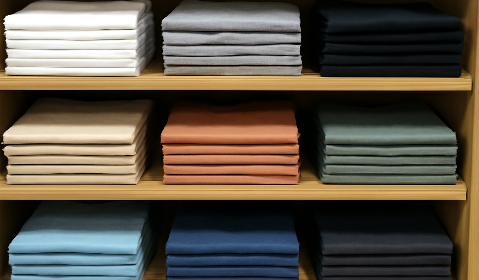 rayon de t-shirts basiques pliés en magasin