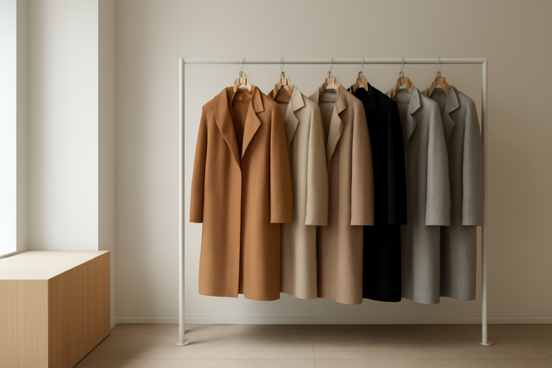 boutique minimaliste manteaux suspendus
