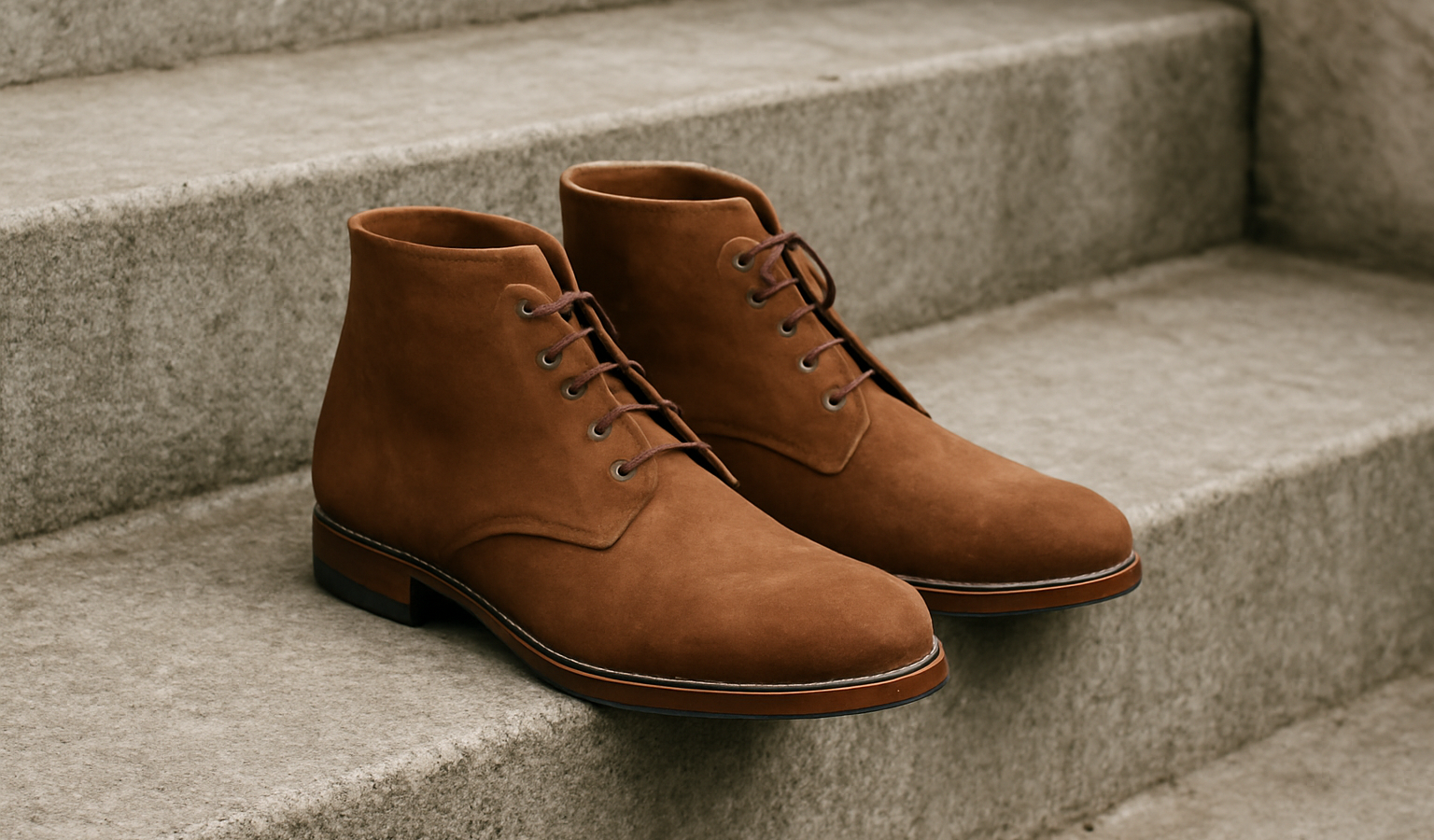 paire de bottines posees sur un escalier