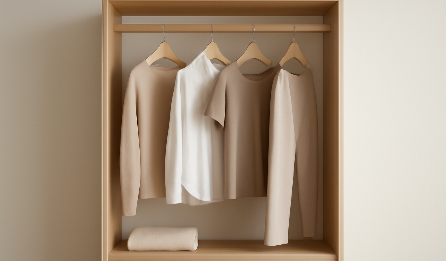 armoire minimaliste quelques pièces suspendues