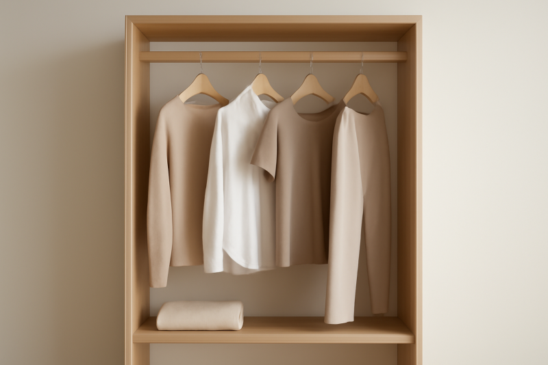 armoire minimaliste quelques pièces suspendues