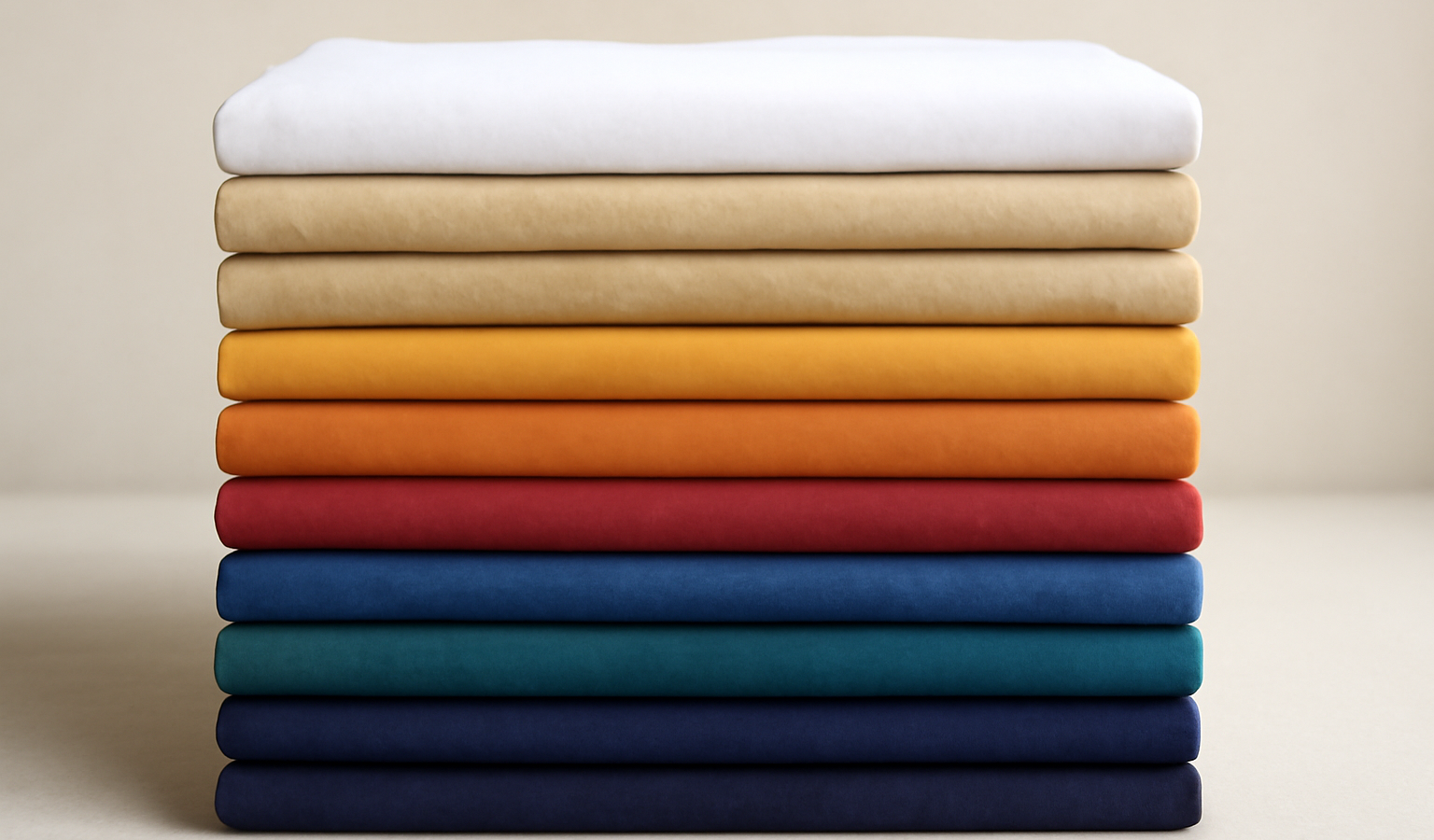 rangee de chemises pliees par couleur