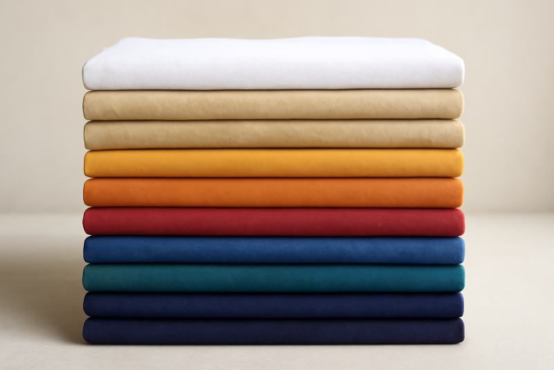rangee de chemises pliees par couleur