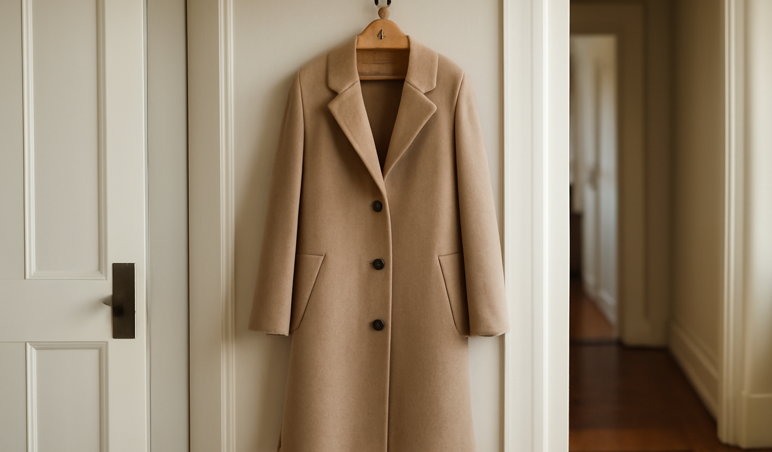 manteau long suspendu en entree