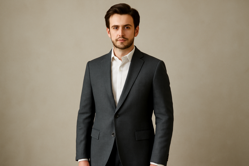 homme portant un blazer classique debout