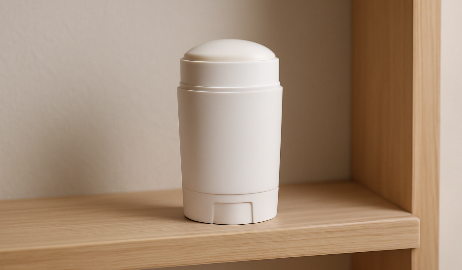 stick déodorant posé sur étagère minimaliste