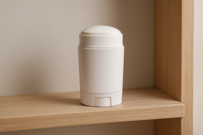 stick déodorant posé sur étagère minimaliste