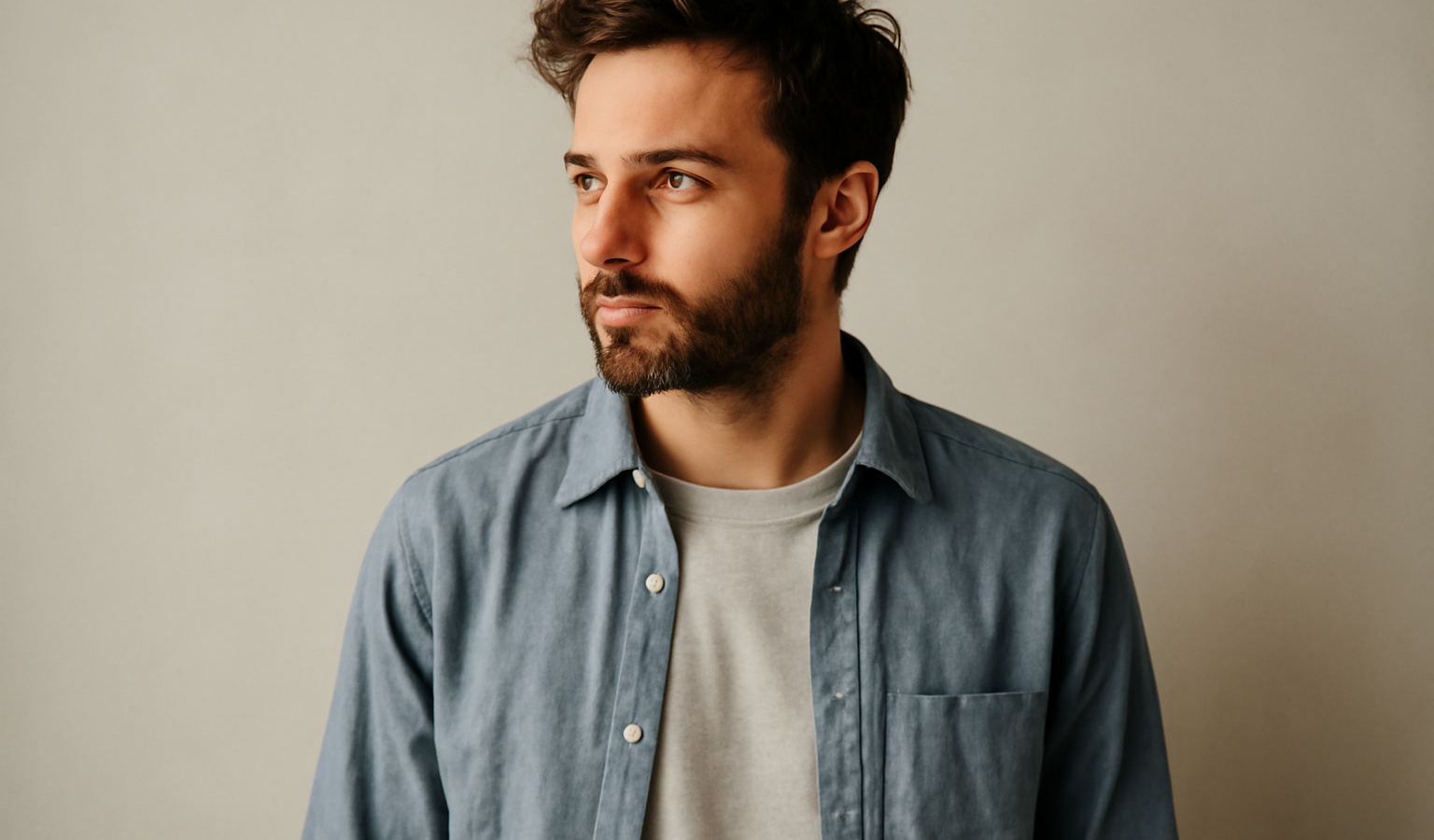 homme superposant t-shirt et chemise legere