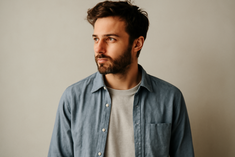 homme superposant t-shirt et chemise legere