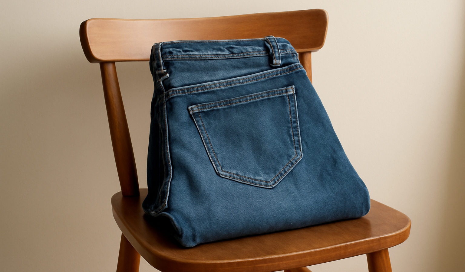 pantalon jean posé sur chaise