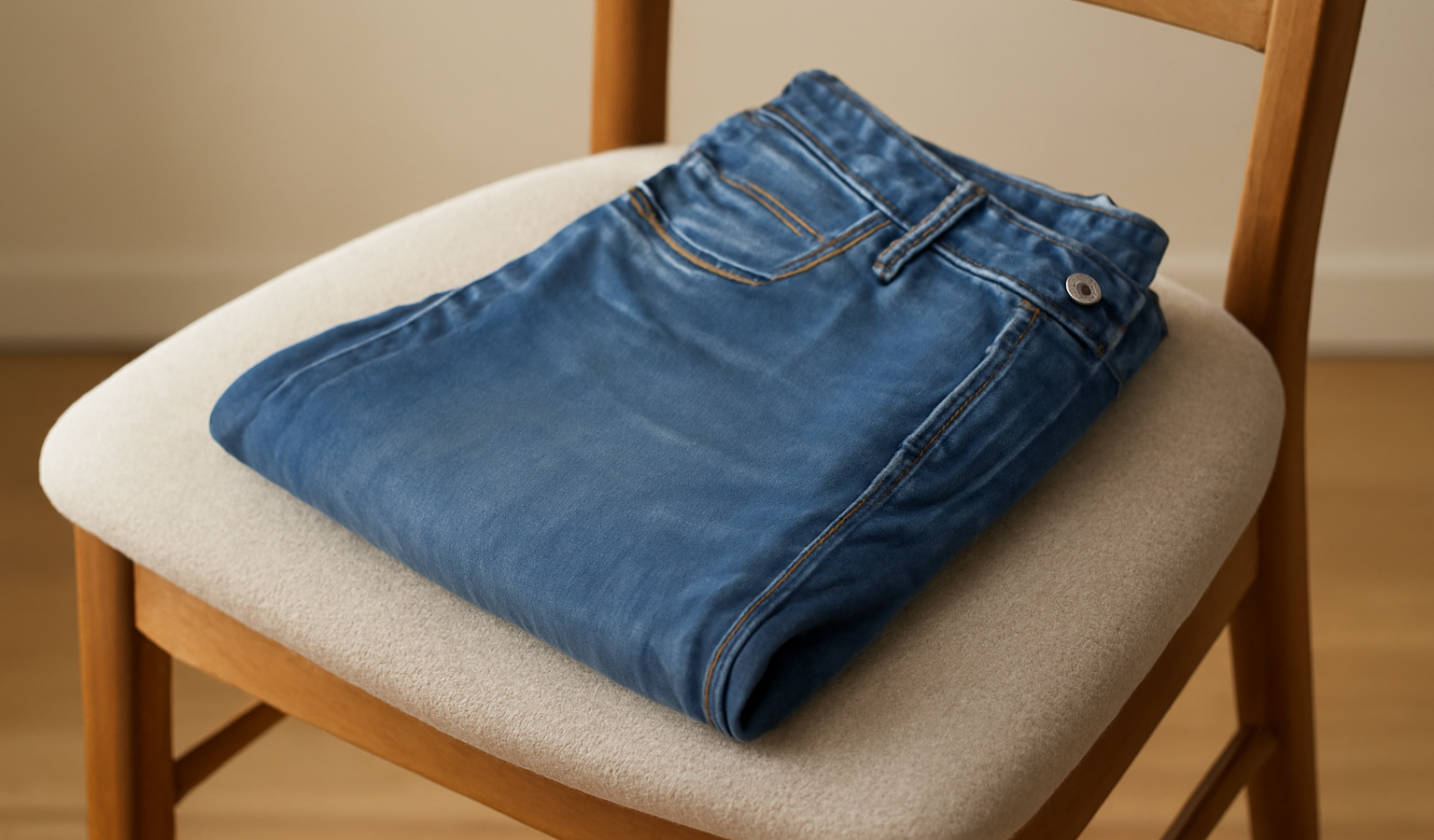 jean classique plie sur chaise