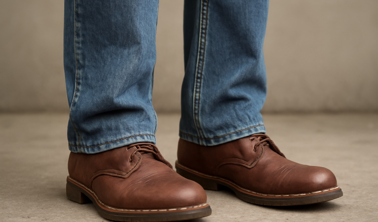 jean droit retombe sur paire de chaussures