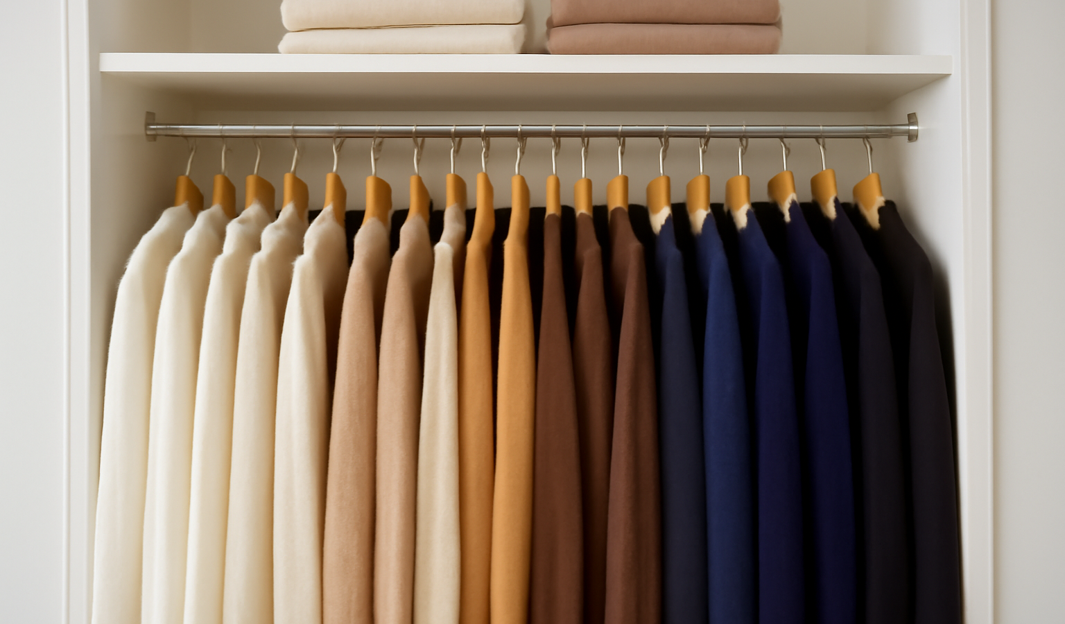 armoire capsule organisée par couleurs