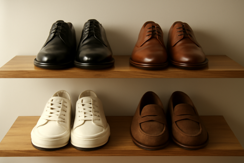 paires de chaussures soignées sur etagere
