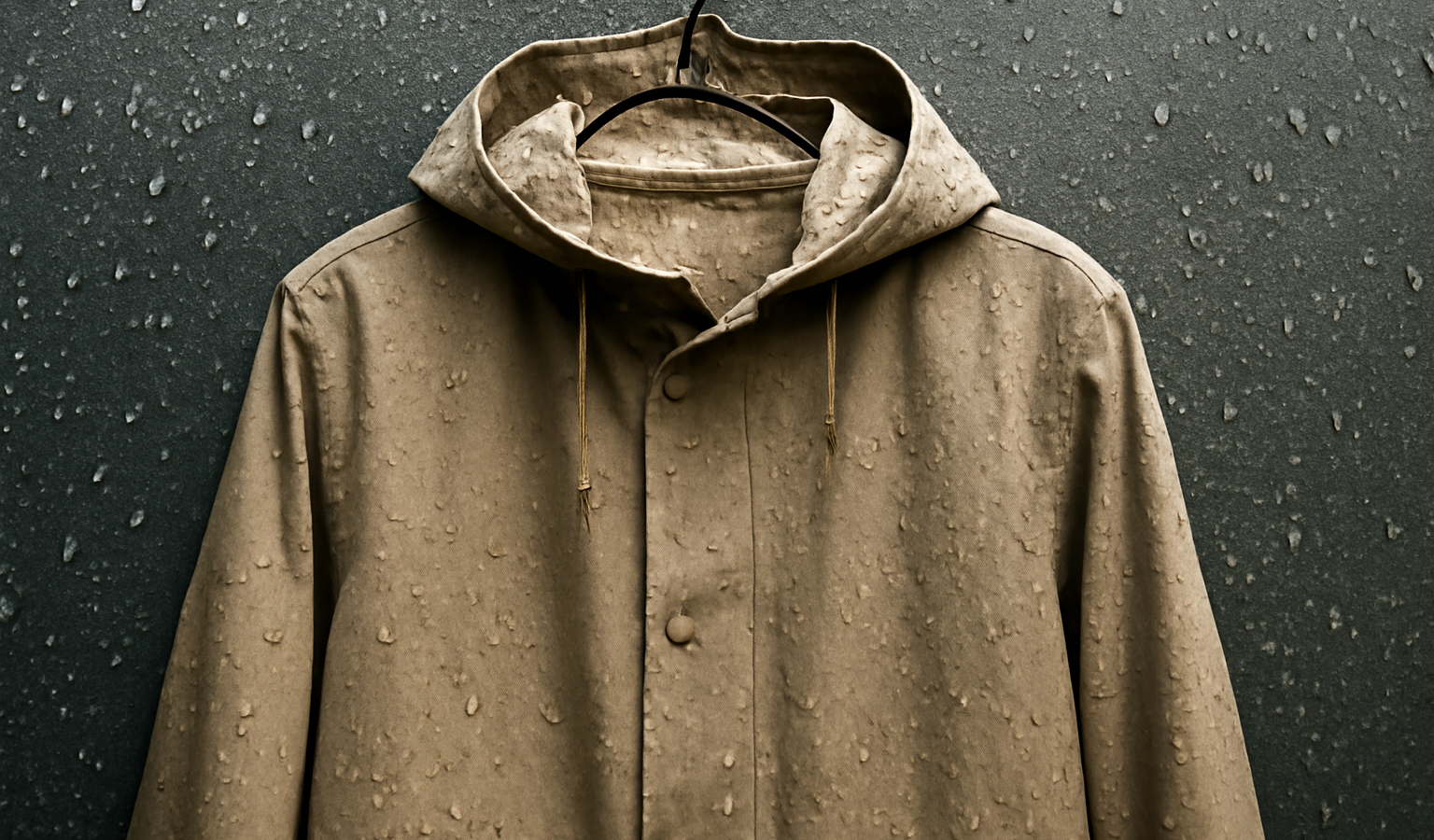 imperméable accroché avec gouttes d'eau