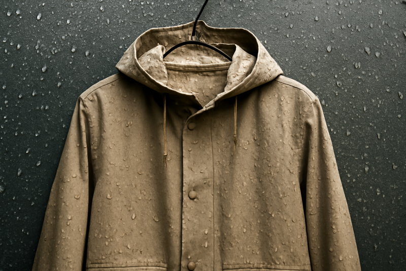 imperméable accroché avec gouttes d'eau