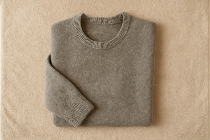 pull en lainage étalé sur serviette