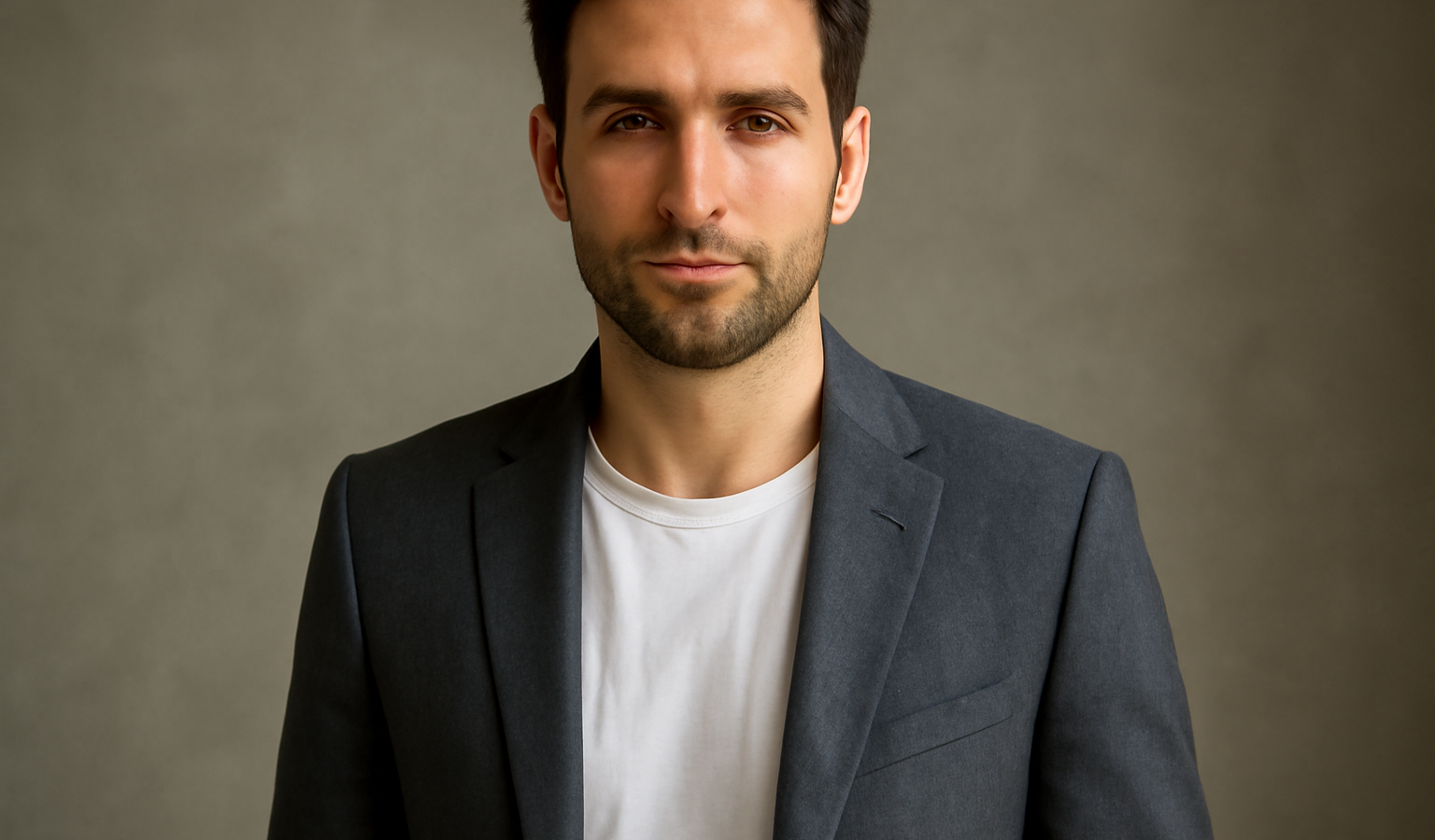 homme portant blazer et t-shirt blanc