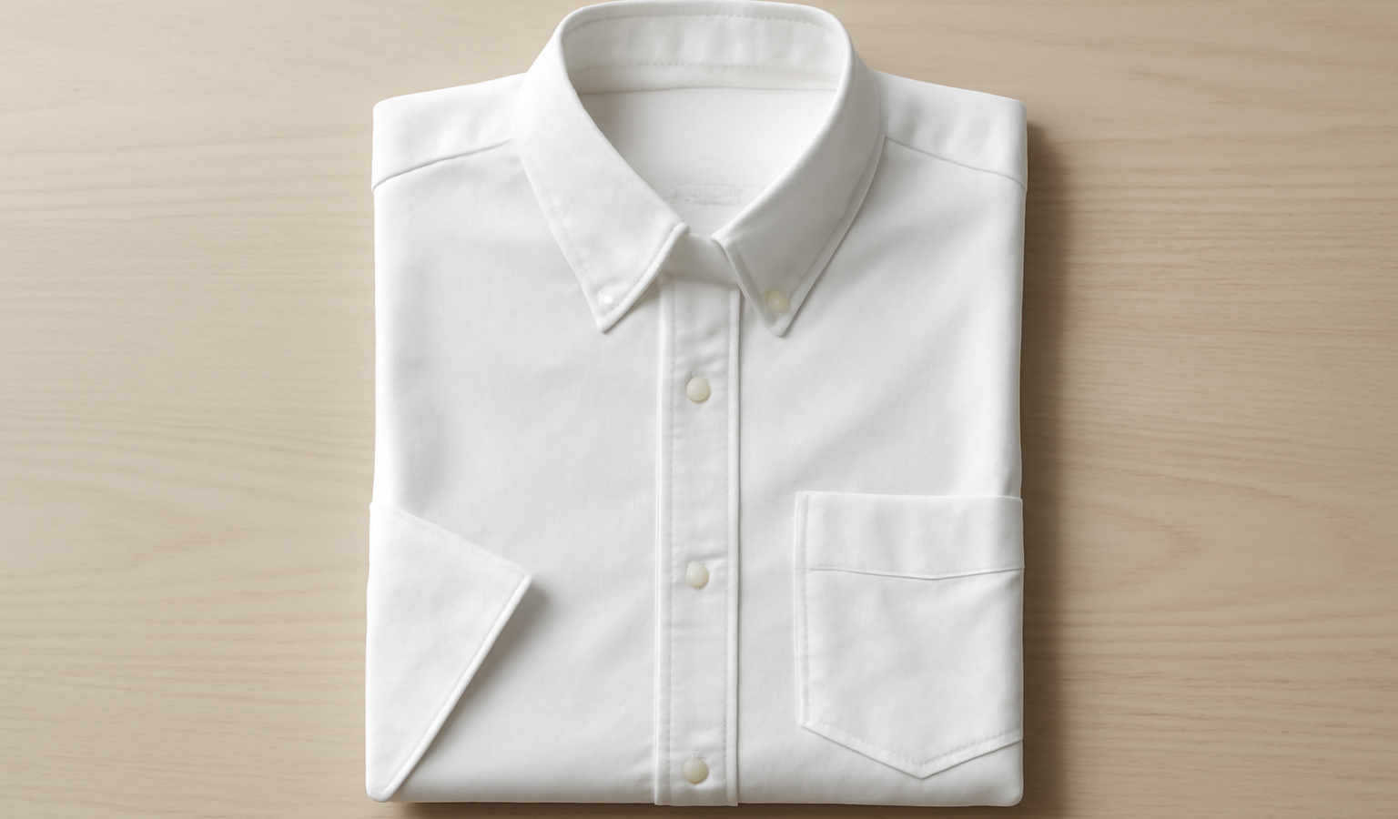 chemise basique pliée sur une table claire