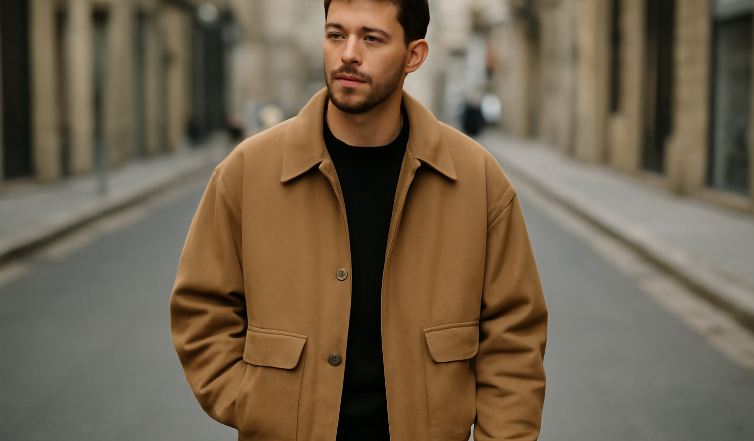 homme portant veste oversize en rue