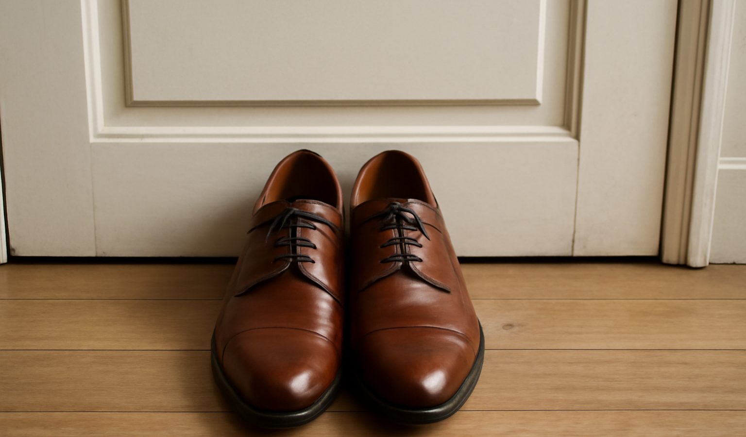 paire de chaussures posée devant un placard