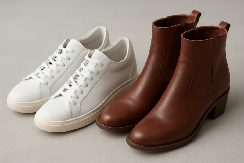 baskets et bottines posees cote a cote