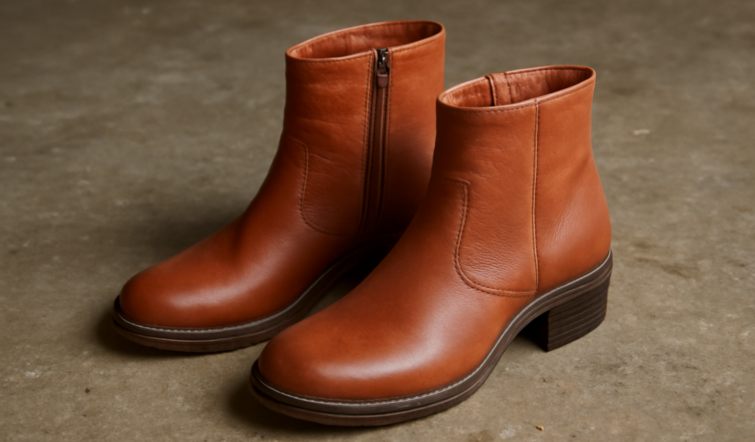 paire de bottines posée sur un sol brut