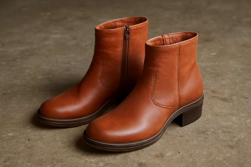 paire de bottines posée sur un sol brut