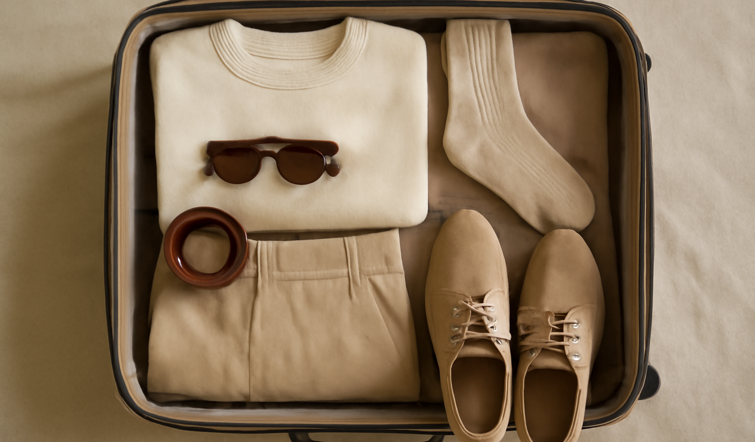 valise ouverte avec tenues coordonnées