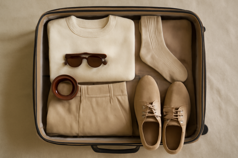 valise ouverte avec tenues coordonnées