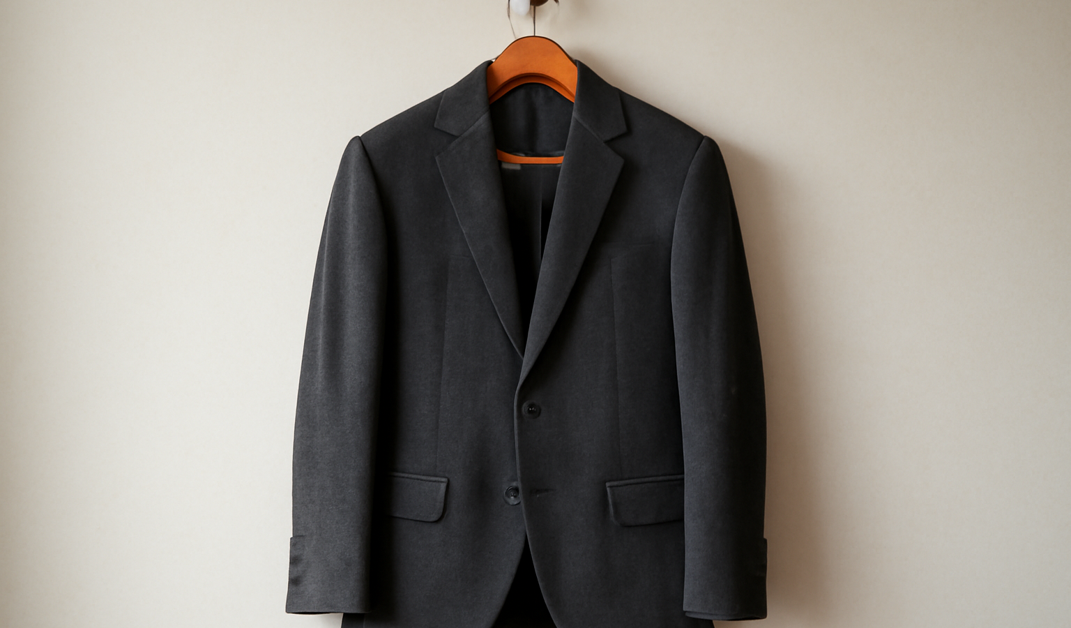 blazer suspendu sur porte manteau en bois