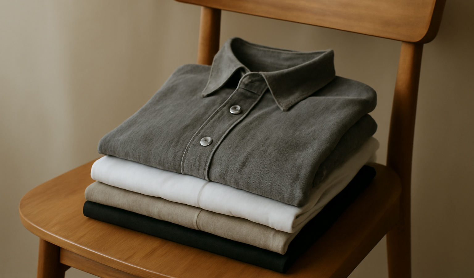 chemises et tees posés sur une chaise