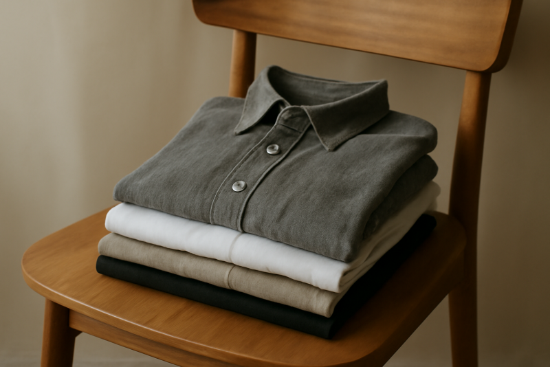 chemises et tees posés sur une chaise