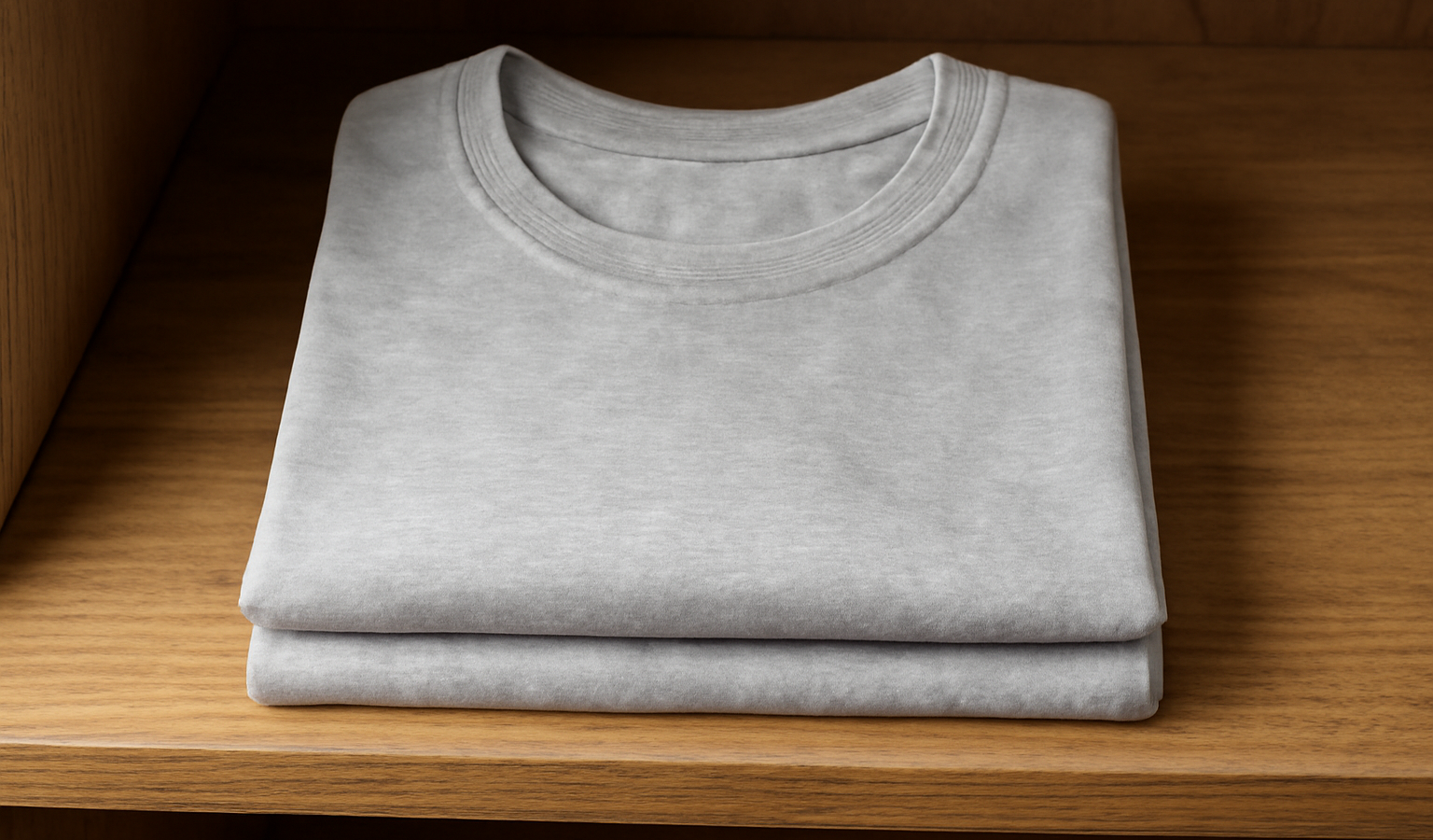 tshirt basique plie sur une etagere