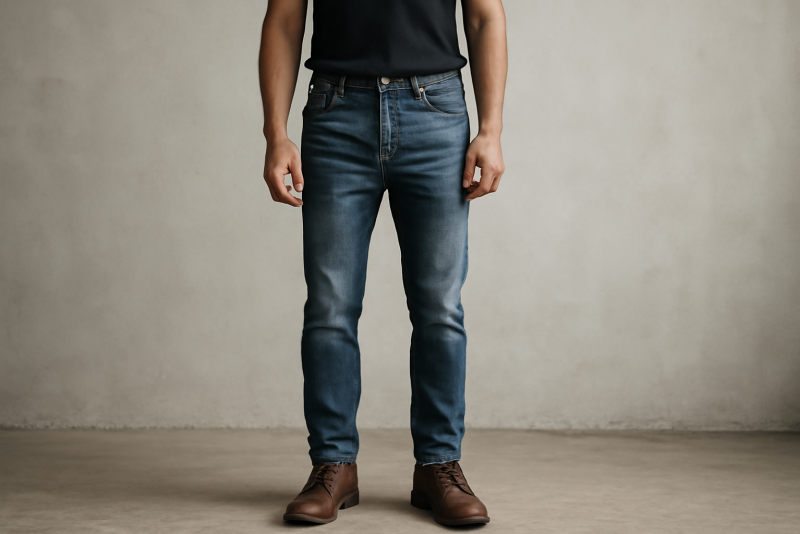 homme debout portant jean et bottines