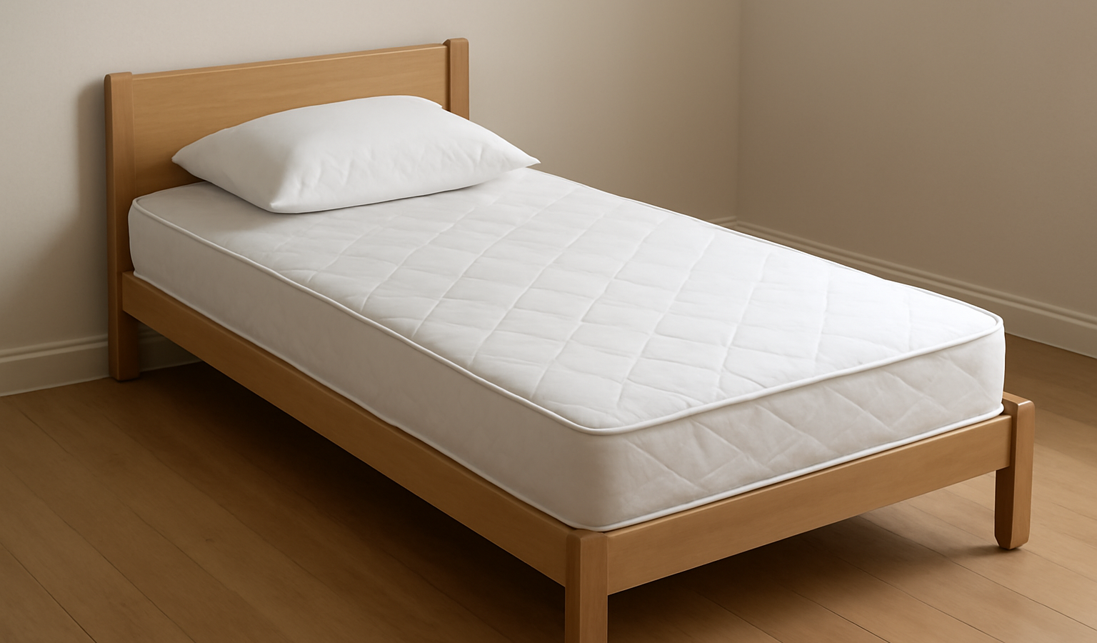 lit simple avec matelas ferme et oreiller