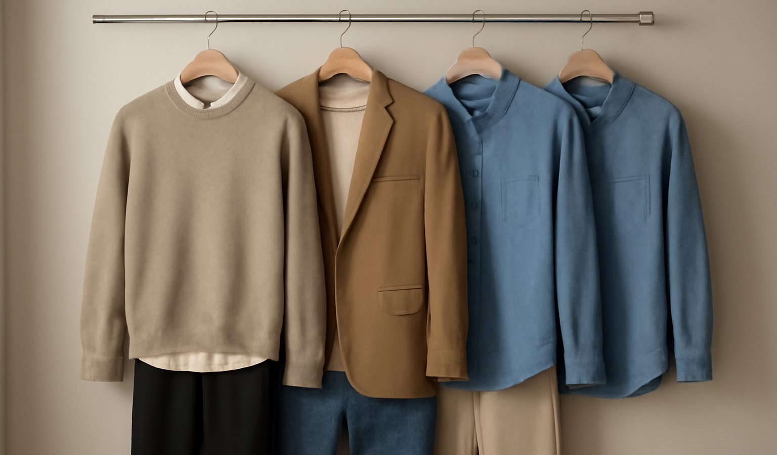 tenues préparées accrochées prêtes pour matin