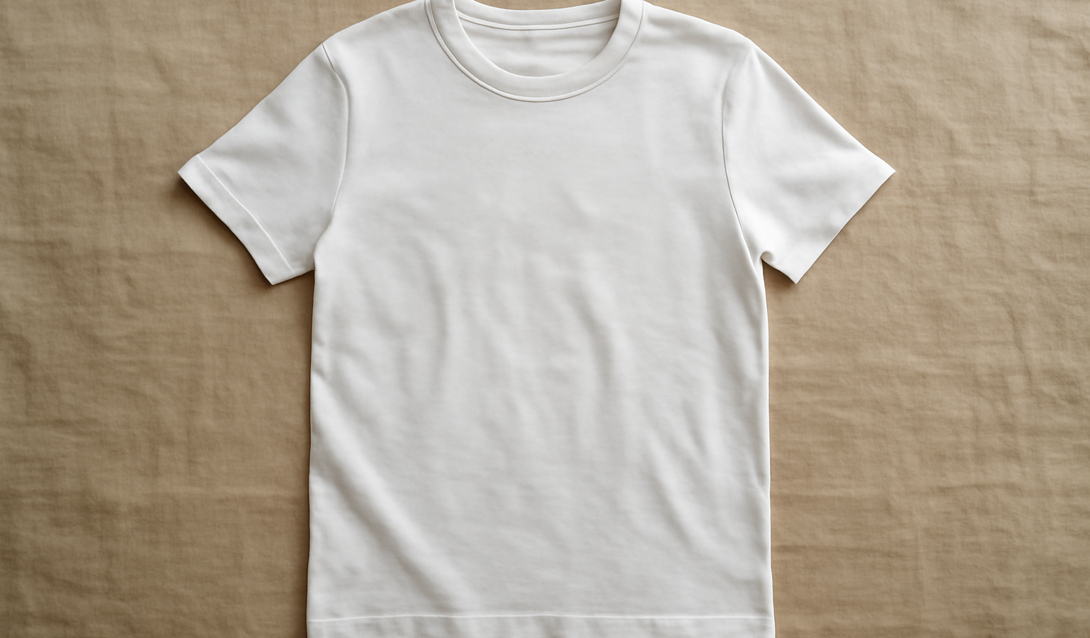 t-shirt posé sur table en lin