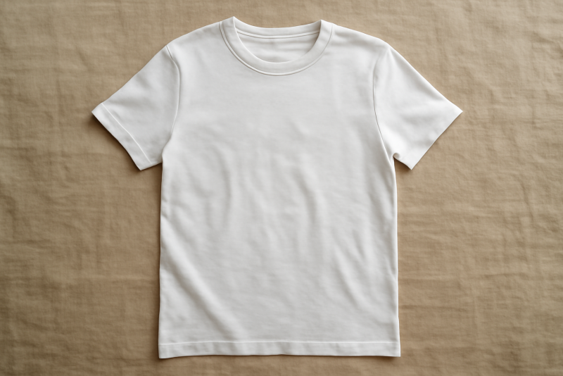t-shirt posé sur table en lin