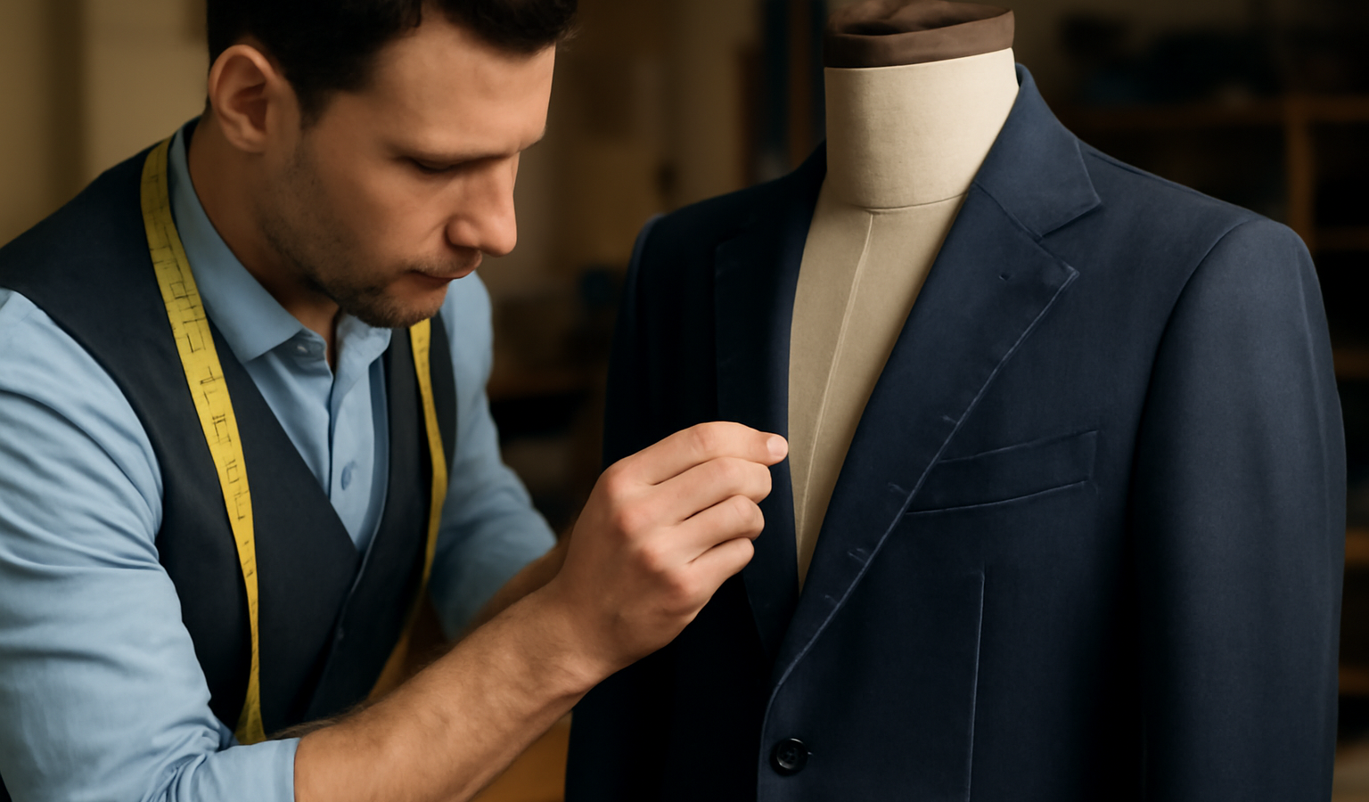 tailleur marquant repères sur un blazer