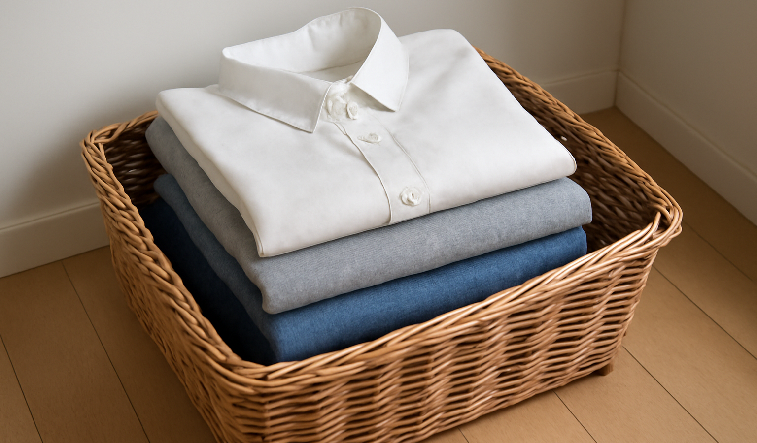 panier a linge avec chemises et pulls