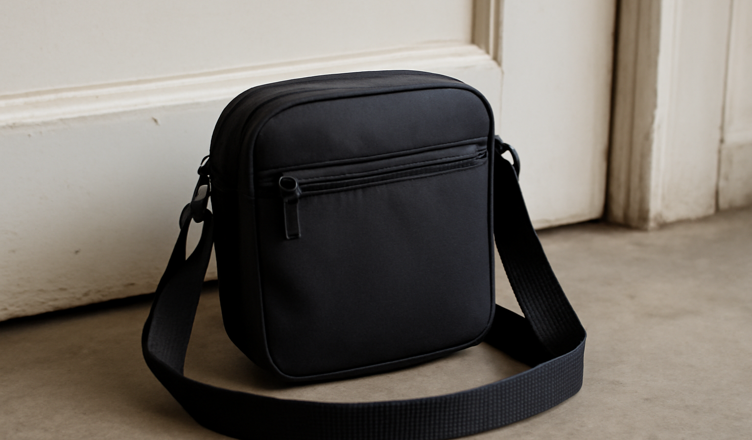 sac compact posé près d'une porte