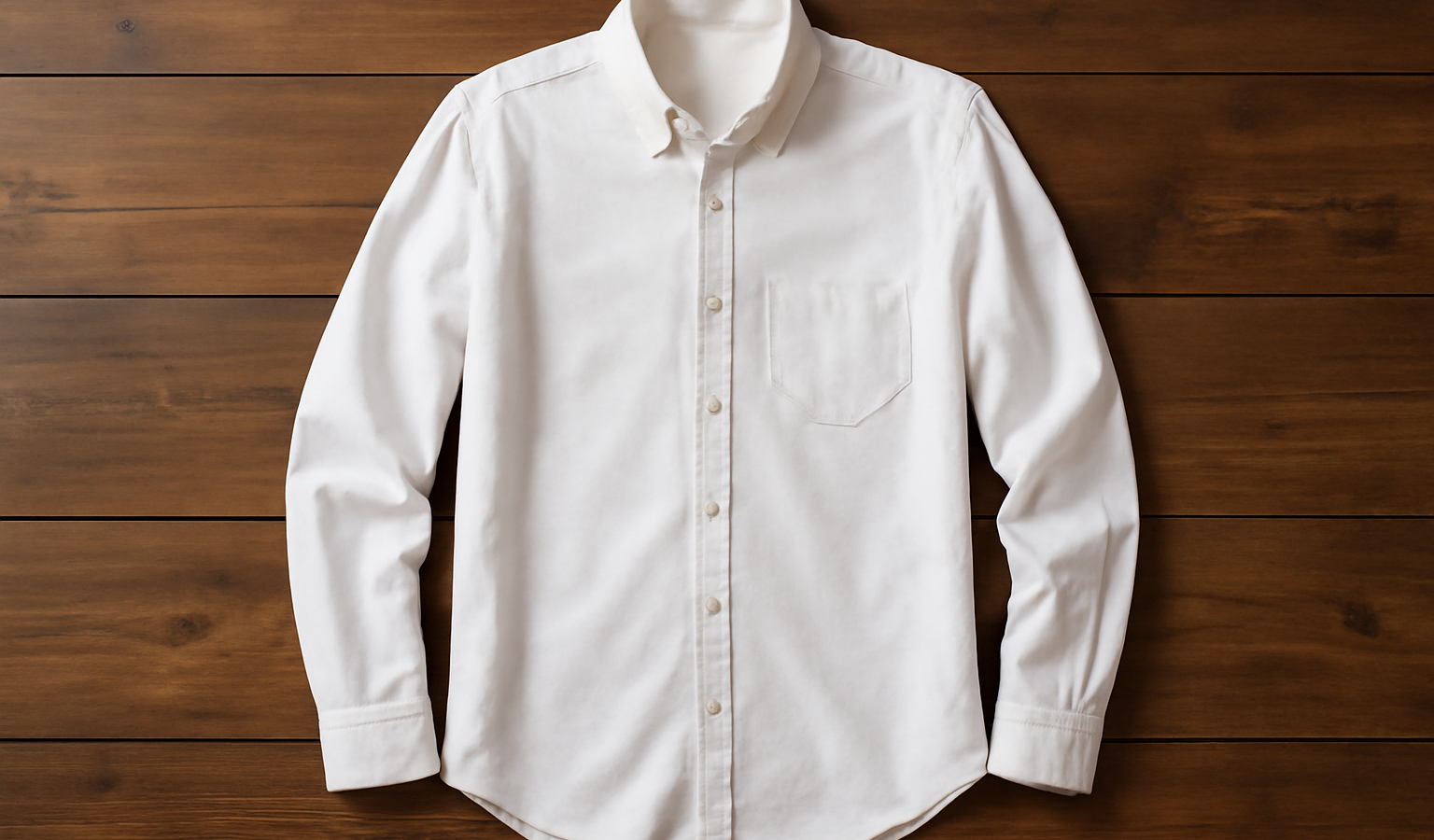 chemise étalée sur une table en bois